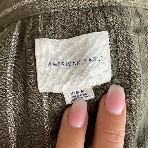 American Eagle Green Striped Button Down Top - Picture 8 of 8
